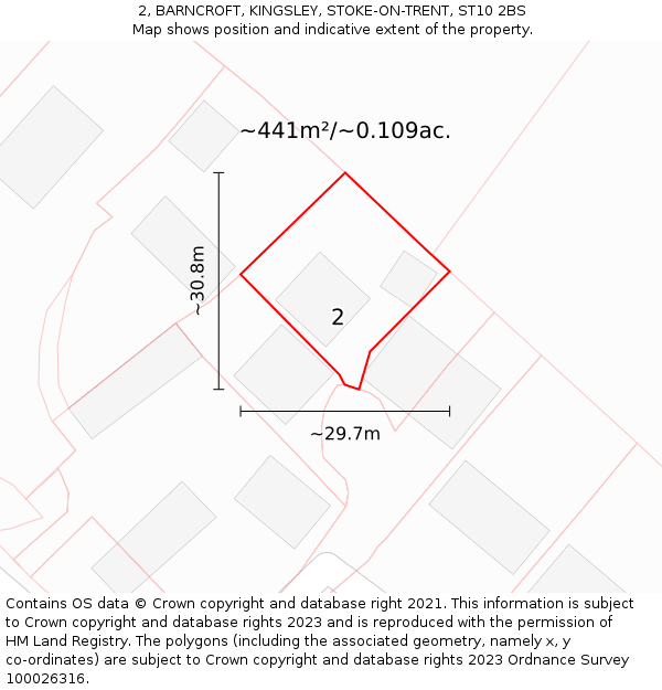 2, BARNCROFT, KINGSLEY, STOKE-ON-TRENT, ST10 2BS: Plot and title map