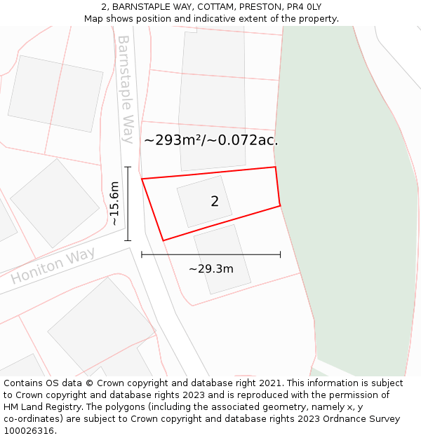 2, BARNSTAPLE WAY, COTTAM, PRESTON, PR4 0LY: Plot and title map