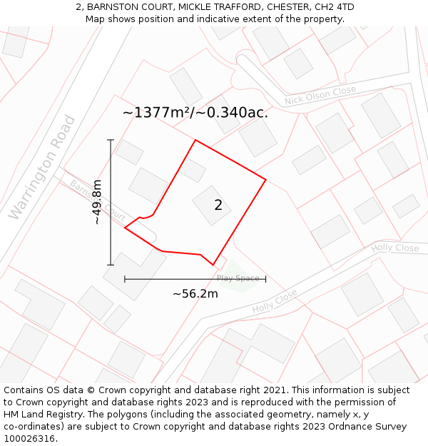 2, BARNSTON COURT, MICKLE TRAFFORD, CHESTER, CH2 4TD: Plot and title map