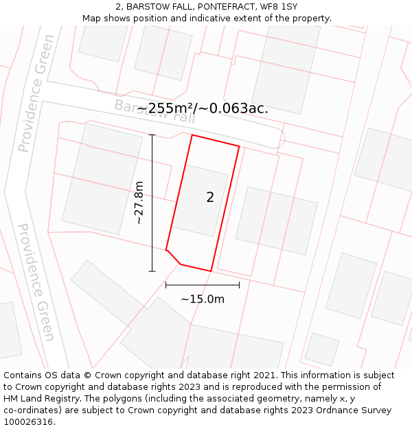 2, BARSTOW FALL, PONTEFRACT, WF8 1SY: Plot and title map