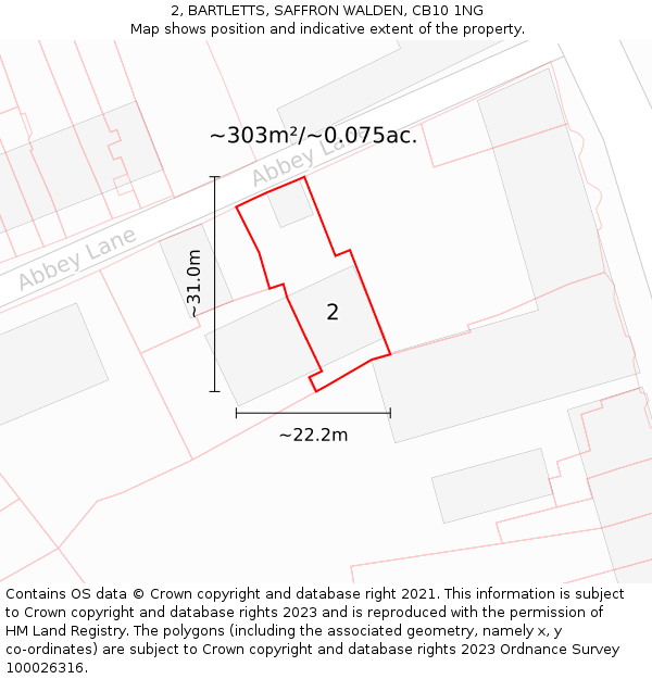 2, BARTLETTS, SAFFRON WALDEN, CB10 1NG: Plot and title map