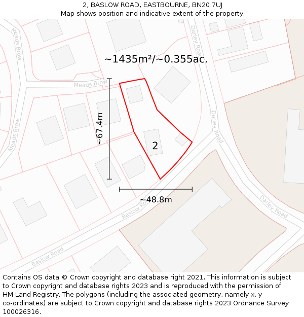 2, BASLOW ROAD, EASTBOURNE, BN20 7UJ: Plot and title map