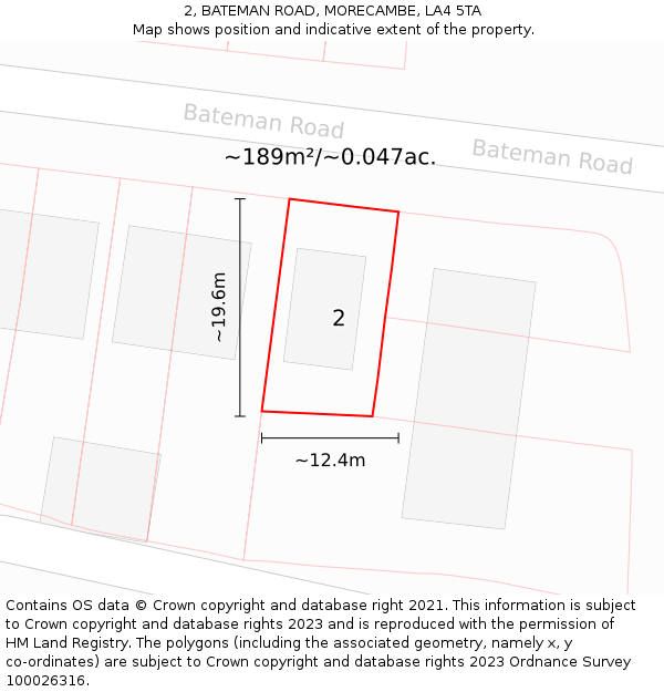 2, BATEMAN ROAD, MORECAMBE, LA4 5TA: Plot and title map