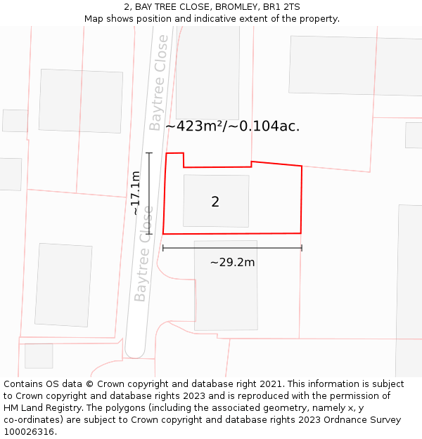 2, BAY TREE CLOSE, BROMLEY, BR1 2TS: Plot and title map