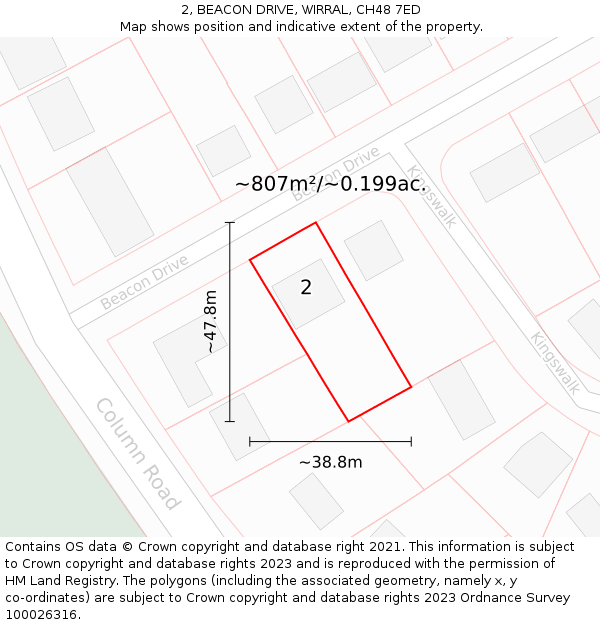2, BEACON DRIVE, WIRRAL, CH48 7ED: Plot and title map