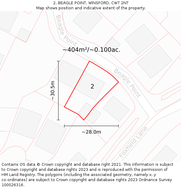2, BEAGLE POINT, WINSFORD, CW7 2NT: Plot and title map