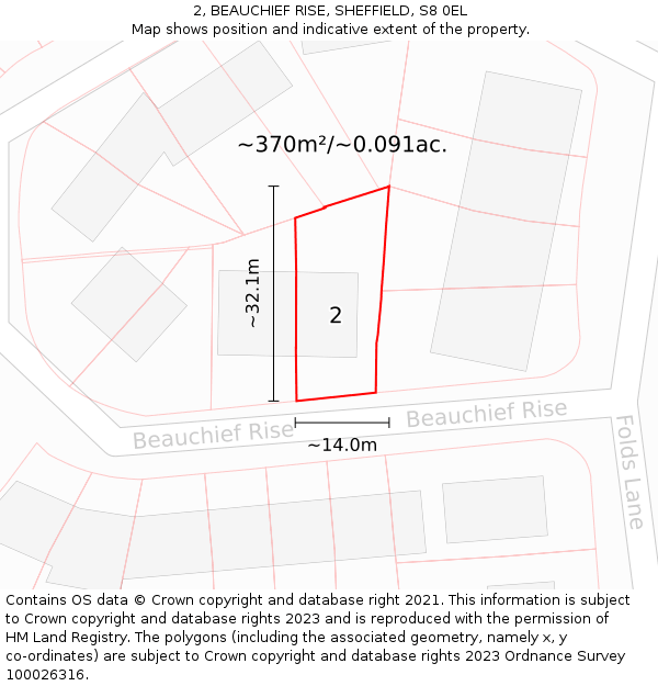 2, BEAUCHIEF RISE, SHEFFIELD, S8 0EL: Plot and title map