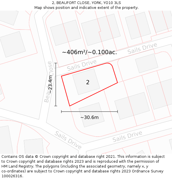 2, BEAUFORT CLOSE, YORK, YO10 3LS: Plot and title map