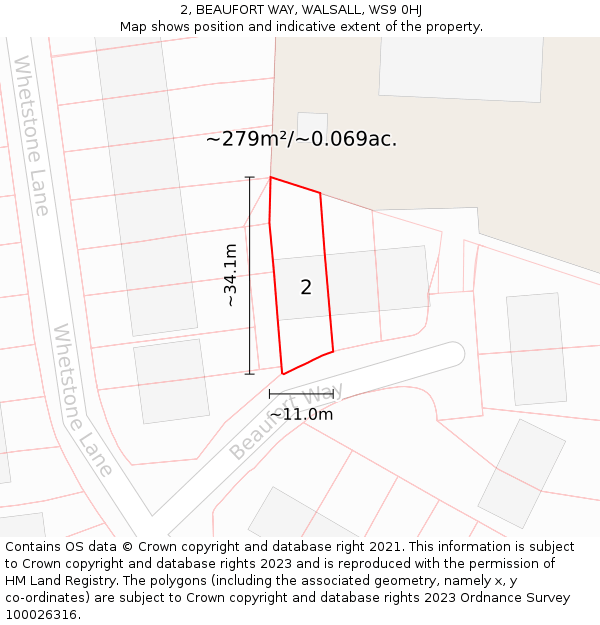 2, BEAUFORT WAY, WALSALL, WS9 0HJ: Plot and title map