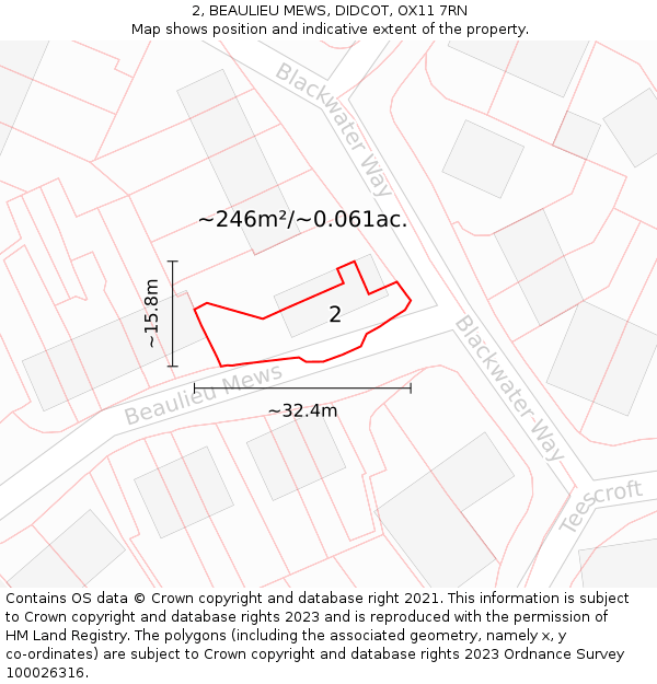 2, BEAULIEU MEWS, DIDCOT, OX11 7RN: Plot and title map