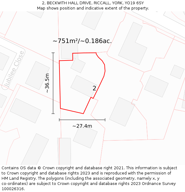 2, BECKWITH HALL DRIVE, RICCALL, YORK, YO19 6SY: Plot and title map