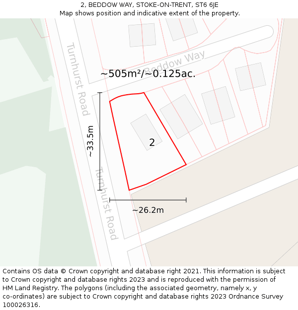 2, BEDDOW WAY, STOKE-ON-TRENT, ST6 6JE: Plot and title map