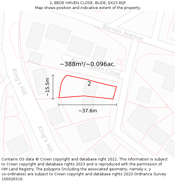 2, BEDE HAVEN CLOSE, BUDE, EX23 8QF: Plot and title map