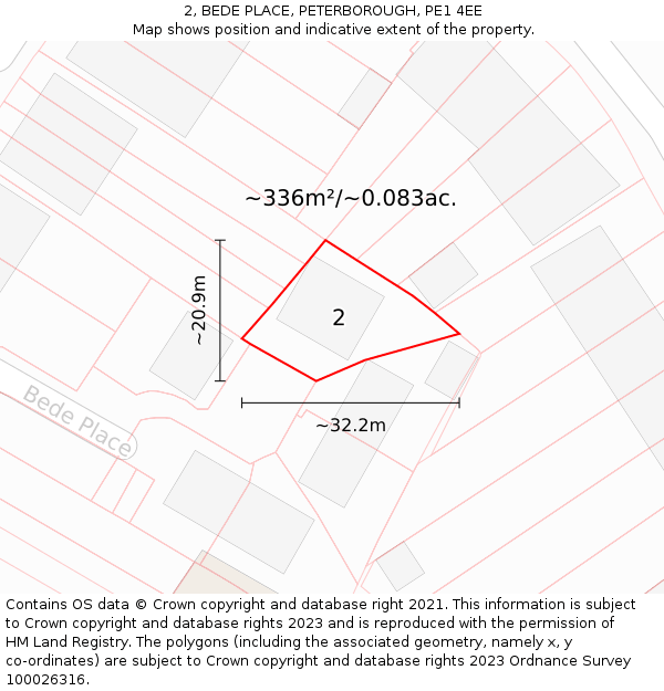 2, BEDE PLACE, PETERBOROUGH, PE1 4EE: Plot and title map