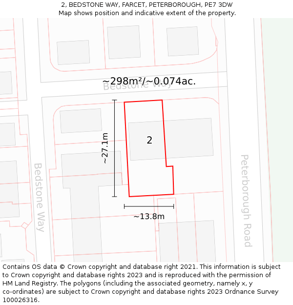 2, BEDSTONE WAY, FARCET, PETERBOROUGH, PE7 3DW: Plot and title map