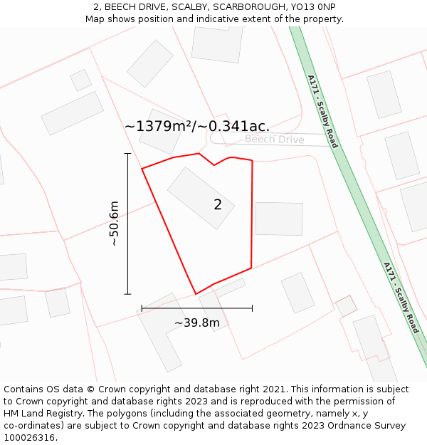 2, BEECH DRIVE, SCALBY, SCARBOROUGH, YO13 0NP: Plot and title map