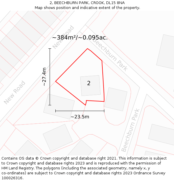 2, BEECHBURN PARK, CROOK, DL15 8NA: Plot and title map