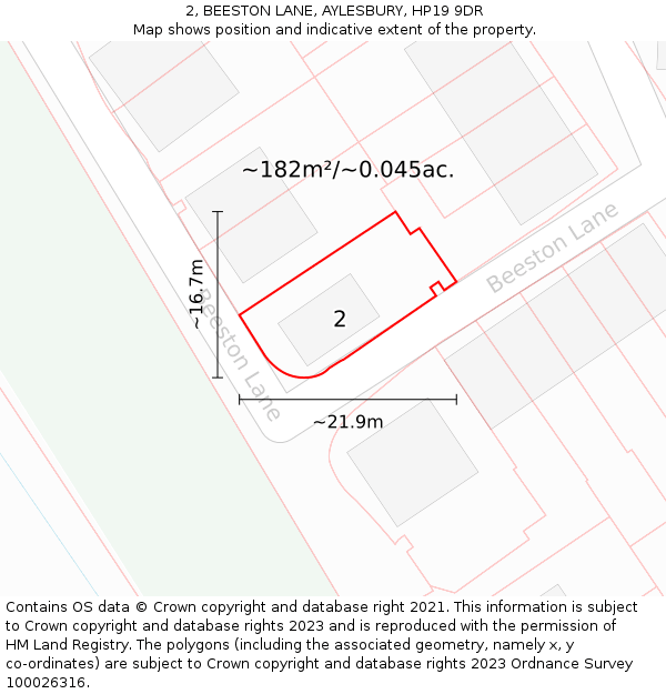 2, BEESTON LANE, AYLESBURY, HP19 9DR: Plot and title map