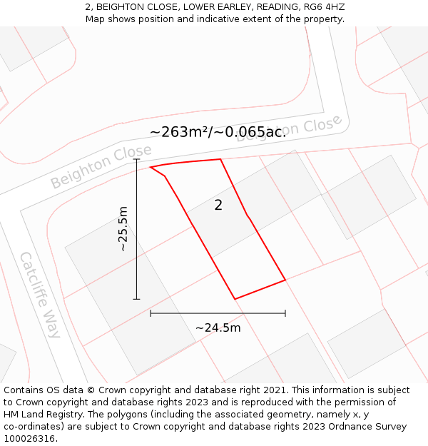 2, BEIGHTON CLOSE, LOWER EARLEY, READING, RG6 4HZ: Plot and title map