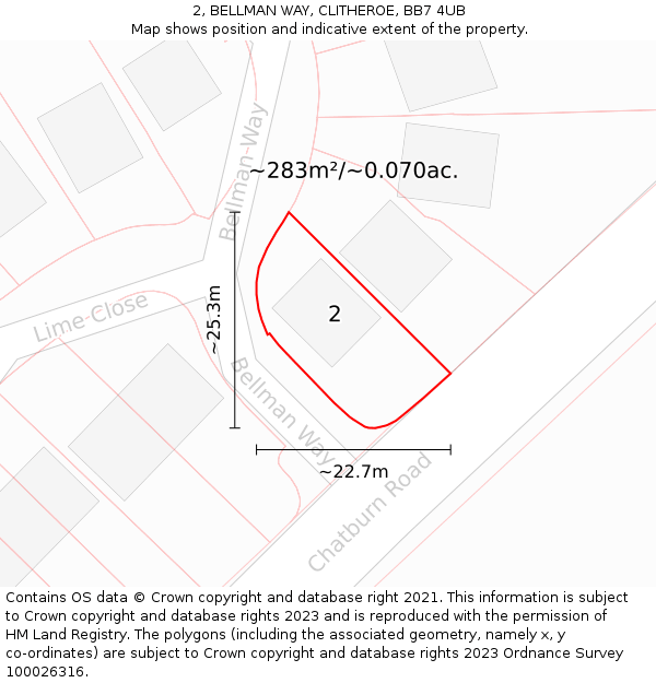 2, BELLMAN WAY, CLITHEROE, BB7 4UB: Plot and title map