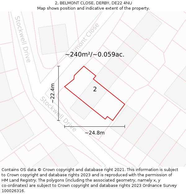 2, BELMONT CLOSE, DERBY, DE22 4NU: Plot and title map