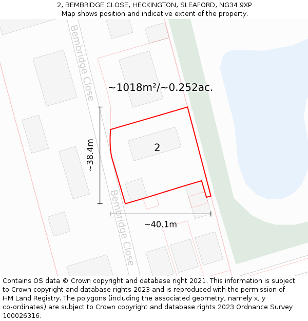 2, BEMBRIDGE CLOSE, HECKINGTON, SLEAFORD, NG34 9XP: Plot and title map