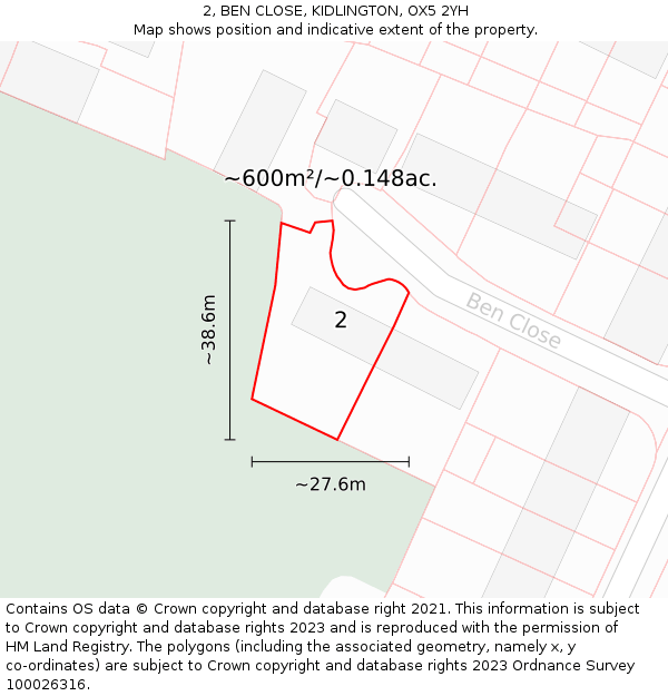2, BEN CLOSE, KIDLINGTON, OX5 2YH: Plot and title map