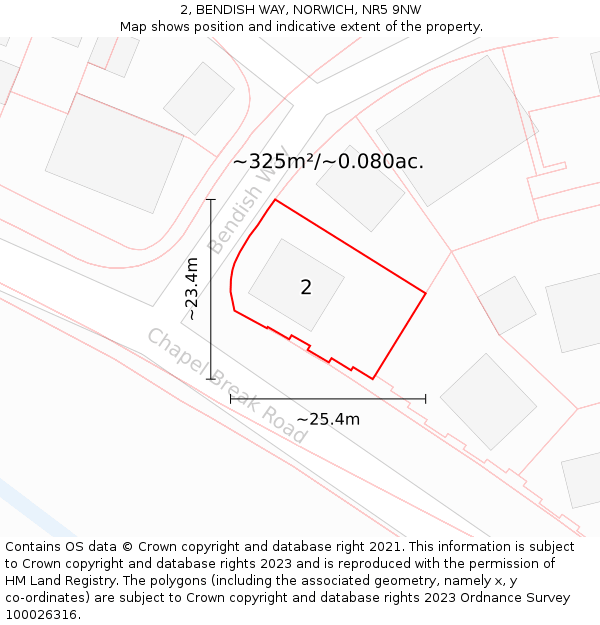 2, BENDISH WAY, NORWICH, NR5 9NW: Plot and title map