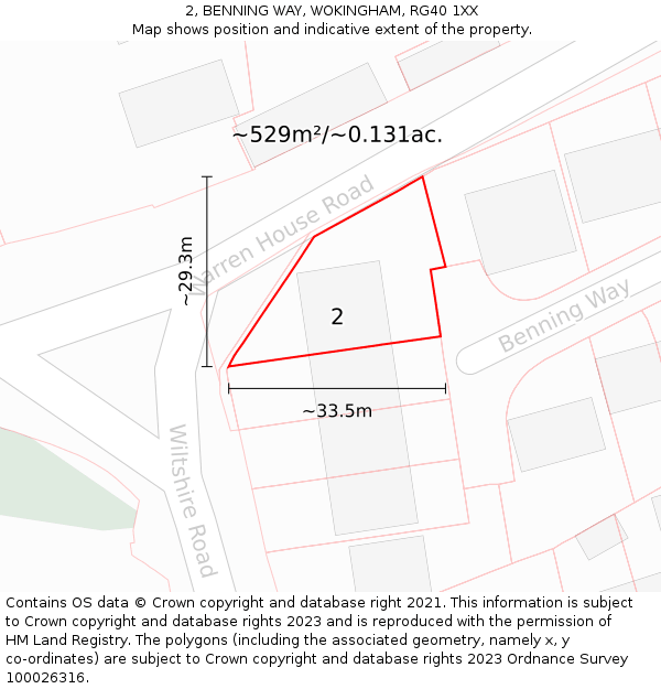 2, BENNING WAY, WOKINGHAM, RG40 1XX: Plot and title map