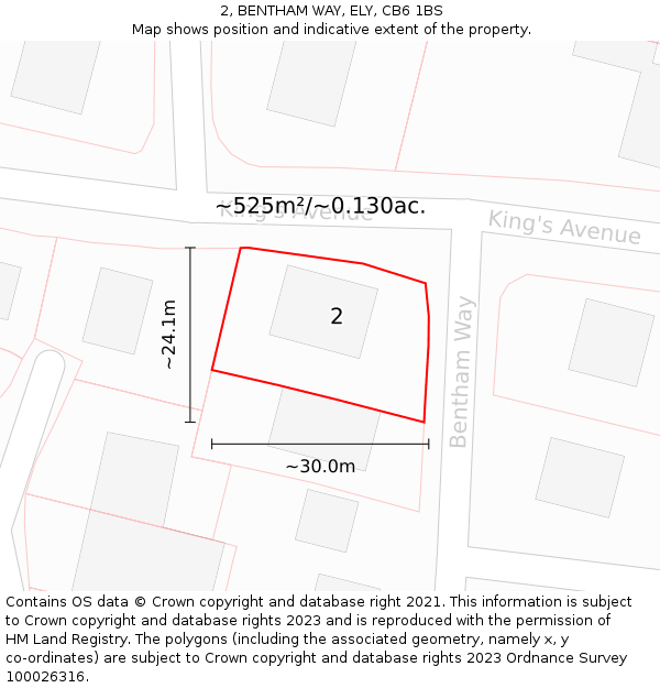 2, BENTHAM WAY, ELY, CB6 1BS: Plot and title map