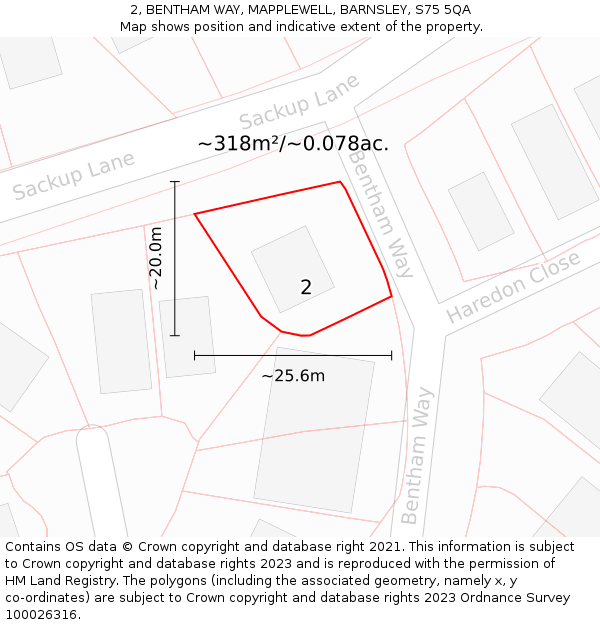 2, BENTHAM WAY, MAPPLEWELL, BARNSLEY, S75 5QA: Plot and title map
