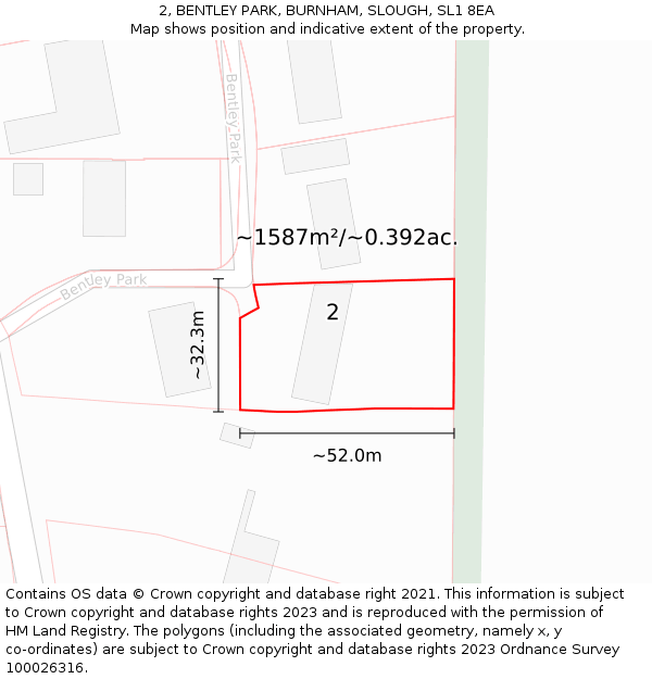 2, BENTLEY PARK, BURNHAM, SLOUGH, SL1 8EA: Plot and title map