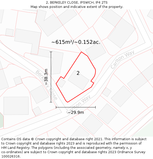 2, BERKELEY CLOSE, IPSWICH, IP4 2TS: Plot and title map