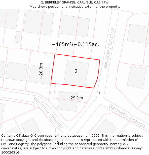 2, BERKELEY GRANGE, CARLISLE, CA2 7PW: Plot and title map