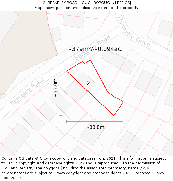 2, BERKELEY ROAD, LOUGHBOROUGH, LE11 3SJ: Plot and title map