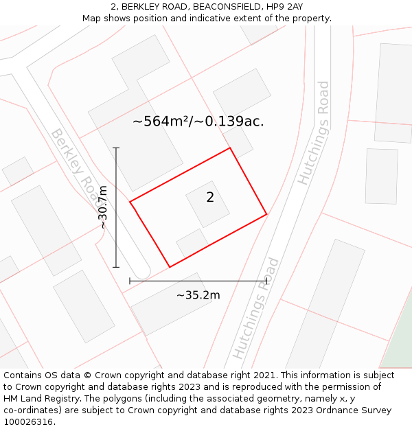 2, BERKLEY ROAD, BEACONSFIELD, HP9 2AY: Plot and title map