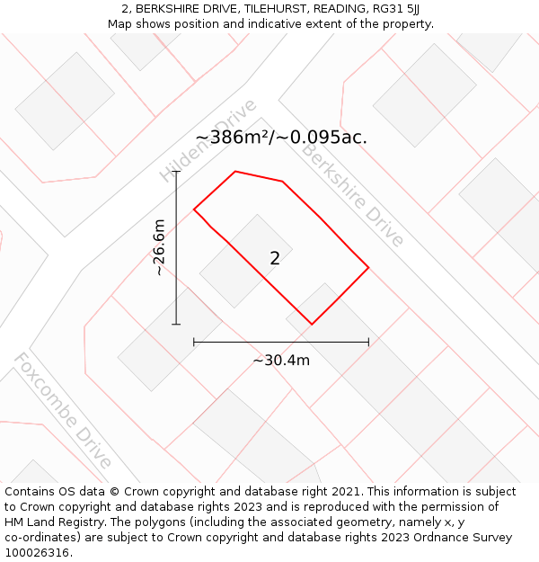 2, BERKSHIRE DRIVE, TILEHURST, READING, RG31 5JJ: Plot and title map