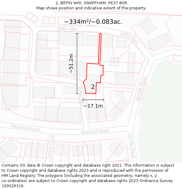 2, BIFFIN WAY, SWAFFHAM, PE37 8GR: Plot and title map