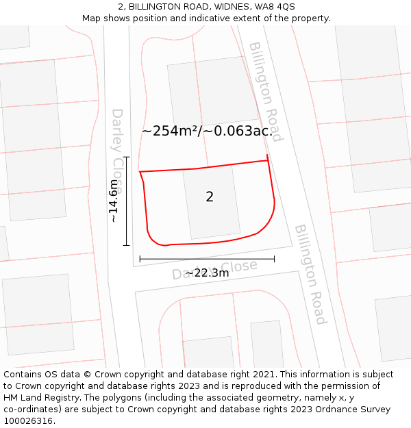 2, BILLINGTON ROAD, WIDNES, WA8 4QS: Plot and title map