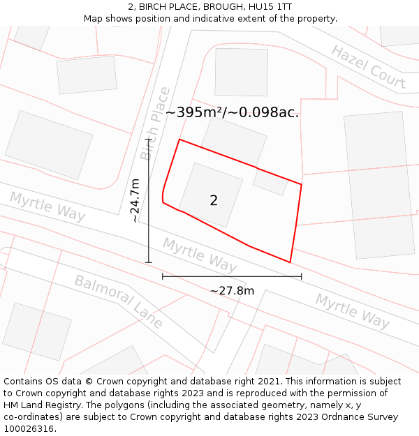 2, BIRCH PLACE, BROUGH, HU15 1TT: Plot and title map