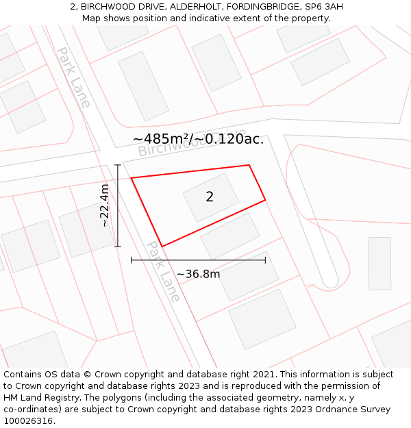 2, BIRCHWOOD DRIVE, ALDERHOLT, FORDINGBRIDGE, SP6 3AH: Plot and title map