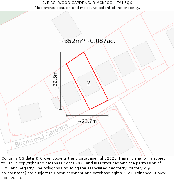 2, BIRCHWOOD GARDENS, BLACKPOOL, FY4 5QX: Plot and title map