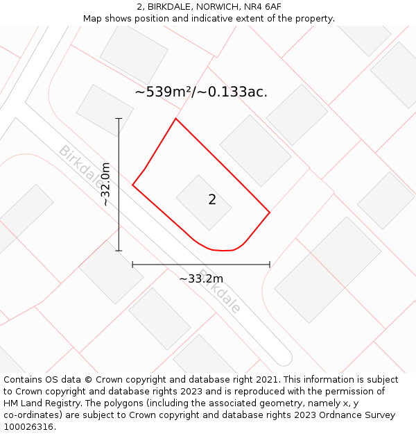2, BIRKDALE, NORWICH, NR4 6AF: Plot and title map