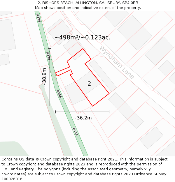 2, BISHOPS REACH, ALLINGTON, SALISBURY, SP4 0BB: Plot and title map