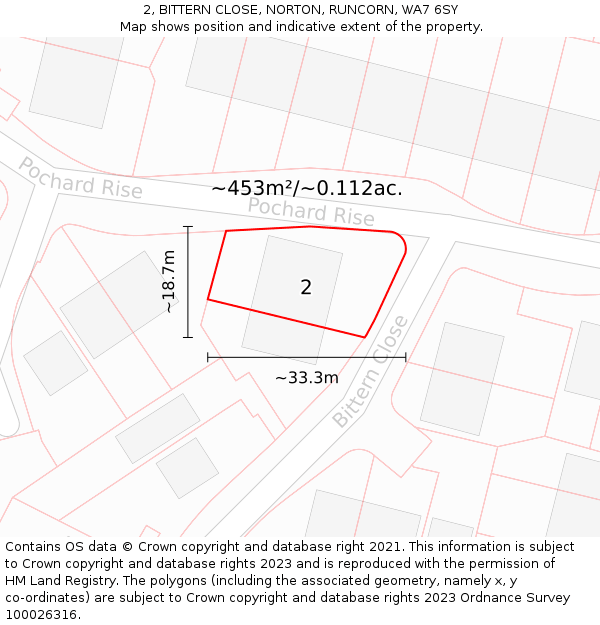 2, BITTERN CLOSE, NORTON, RUNCORN, WA7 6SY: Plot and title map