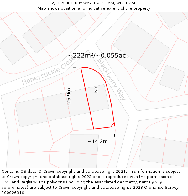 2, BLACKBERRY WAY, EVESHAM, WR11 2AH: Plot and title map
