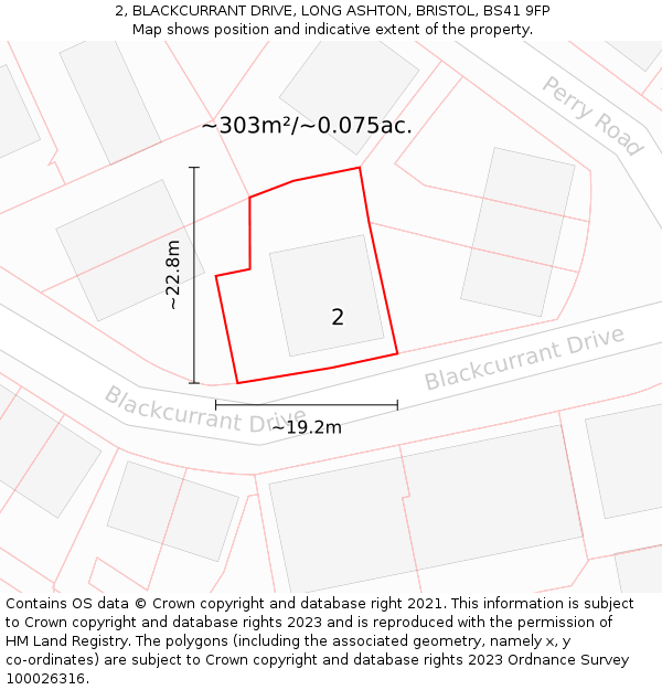 2, BLACKCURRANT DRIVE, LONG ASHTON, BRISTOL, BS41 9FP: Plot and title map