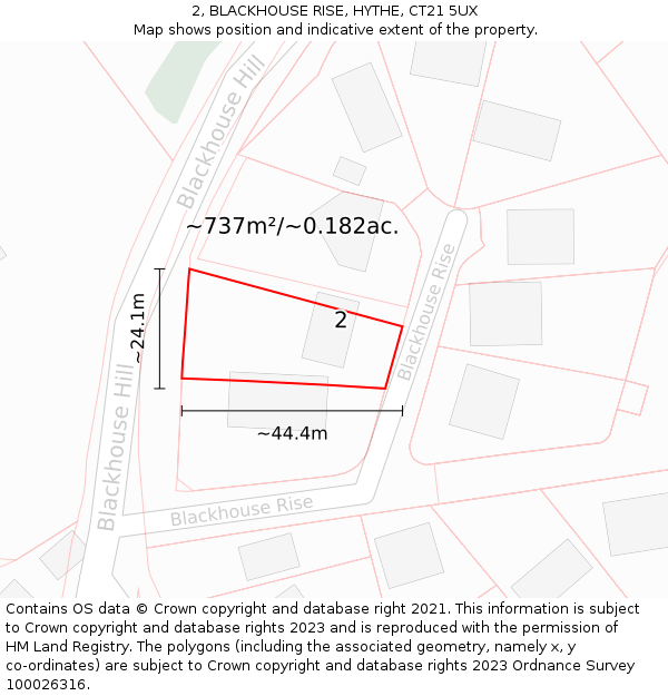 2, BLACKHOUSE RISE, HYTHE, CT21 5UX: Plot and title map