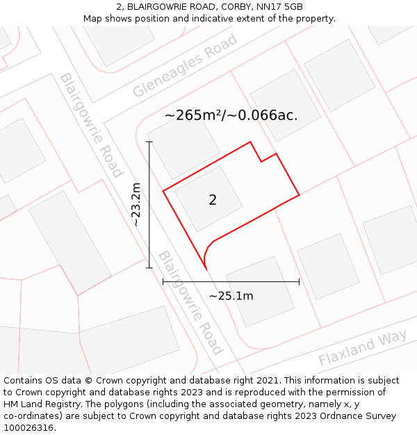 2, BLAIRGOWRIE ROAD, CORBY, NN17 5GB: Plot and title map