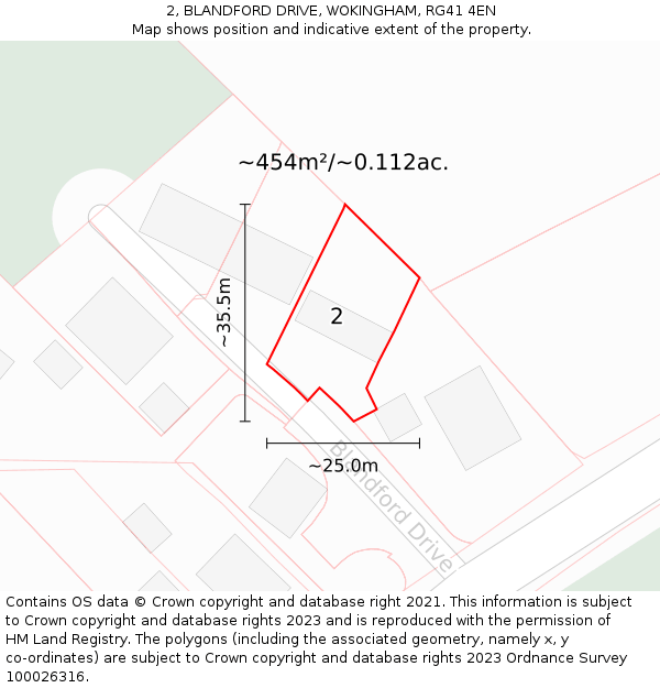 2, BLANDFORD DRIVE, WOKINGHAM, RG41 4EN: Plot and title map